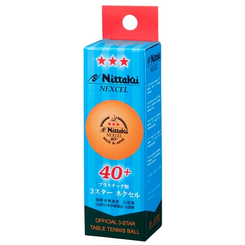 Nittaku Nexcel 3-Star Orange 40+ Three Pack Table Tennis Balls
