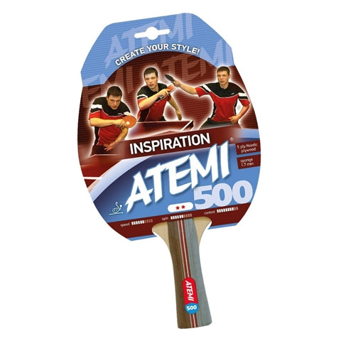 NTT Atemi 500 Table Tennis Racket with Nordic wood and control and spin rubber.