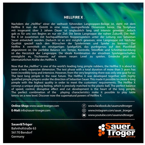 Sauer & Troger - Hellfire X Long Pimple Table Tennis Rubber