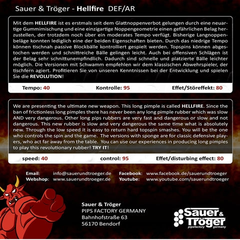 Sauer & Troger - Hellfire Long Pimple Table Tennis Rubber