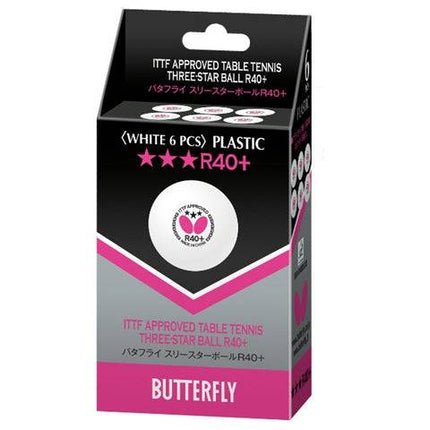 Butterfly R40+ 3 Star Table Tennis Ball - 6 pack 