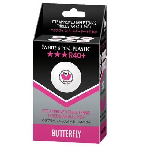 Butterfly R40+ 3 Star Table Tennis Ball - 6 pack 