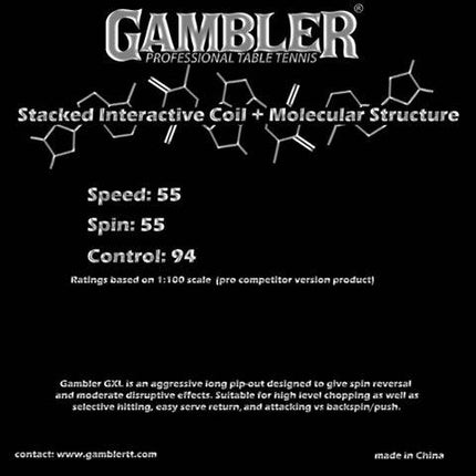 Gambler GXL - Long Pips with Sponge - Specifications