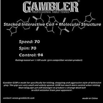 Gambler GXM - Soft Medium Long Table Tennis Pips Out - Oh-Toro - Specifications