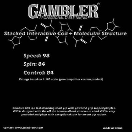 Gambler GXS - Short Pips Out - Specifications