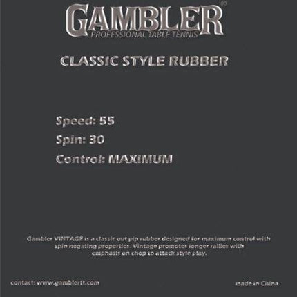 Gambler Vintage - Classic Pips Out - Specifications