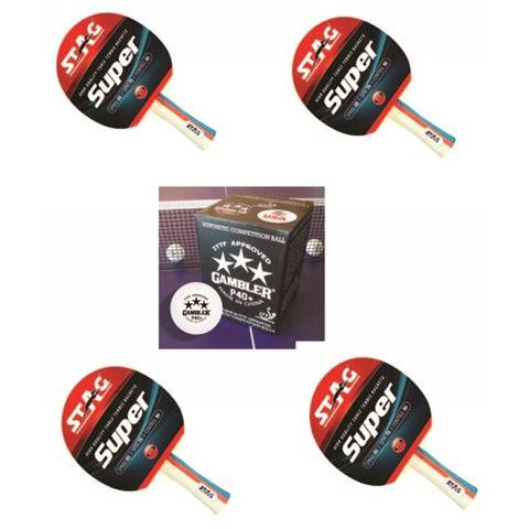 Stag Gambler Premium Four Pack Paddle And Ball Bundle