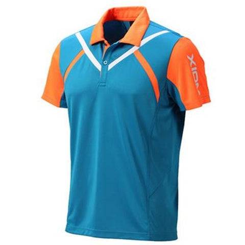 XIOM Action Fit Joey- Professional Mens Table Tennis Shirt - Blue/Orange