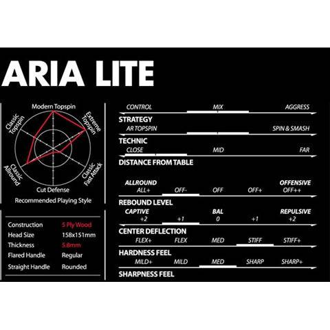 XIOM Aria Lite - Offensive Minus Table Tennis Blade - Chart