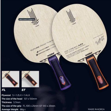 XIOM Ice Cream AZX Pro - Offensive Table Tennis Blade - Flared & Straight